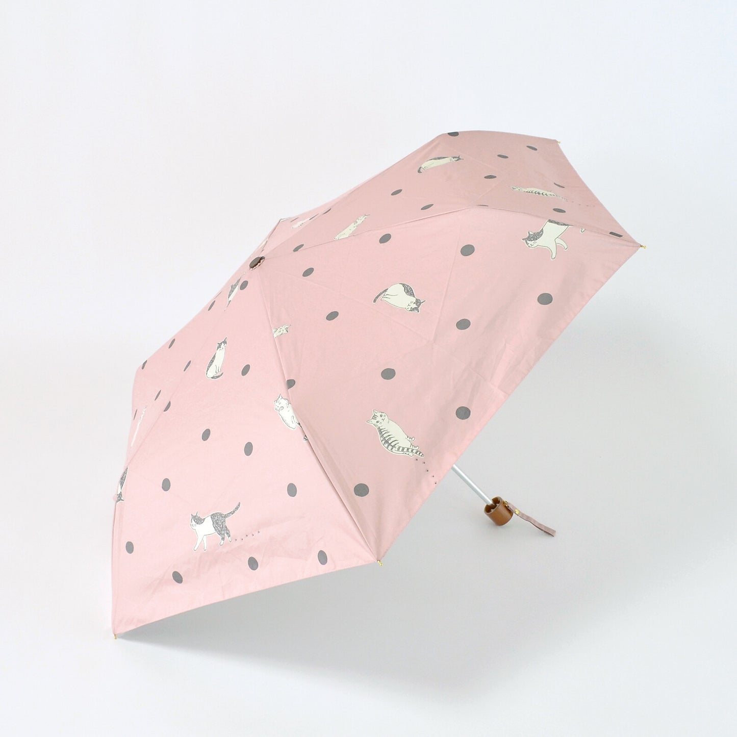晴雨兼用折りたたみ傘『水玉と猫』
