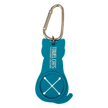 カラビナ付きの猫型シリコンタオルホルダー｜猫のタオルホルダー ベルトに下げておけば、手を洗ってすぐ拭ける。