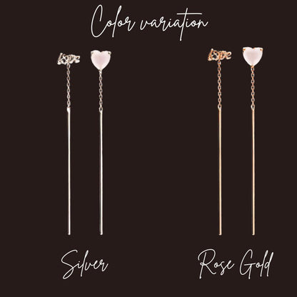 黒背景に「Color variation」の文字。LOVE文字とハートのピアスをシルバーとローズゴールドの2色で並べた比較写真