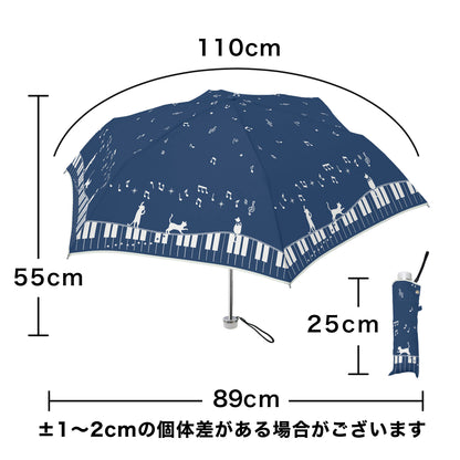 晴雨兼用折りたたみ傘『ニャンコと音符♪』