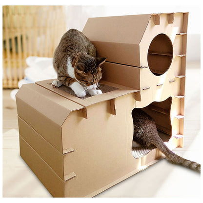 猫の爪とぎ カプセルハウス ダンボール製