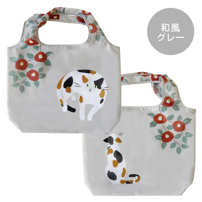 ねこ柄エコバッグ ストライプ