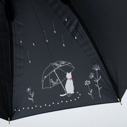 晴雨兼用折りたたみ傘『ねこちゃんと森のおさんぽ』